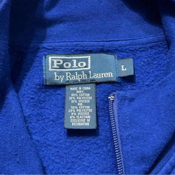 Polo Ralph Lauren Men's Royal Blue Black Double-Knit Full-Zip Track Jacket Large - Picture 4 of 4